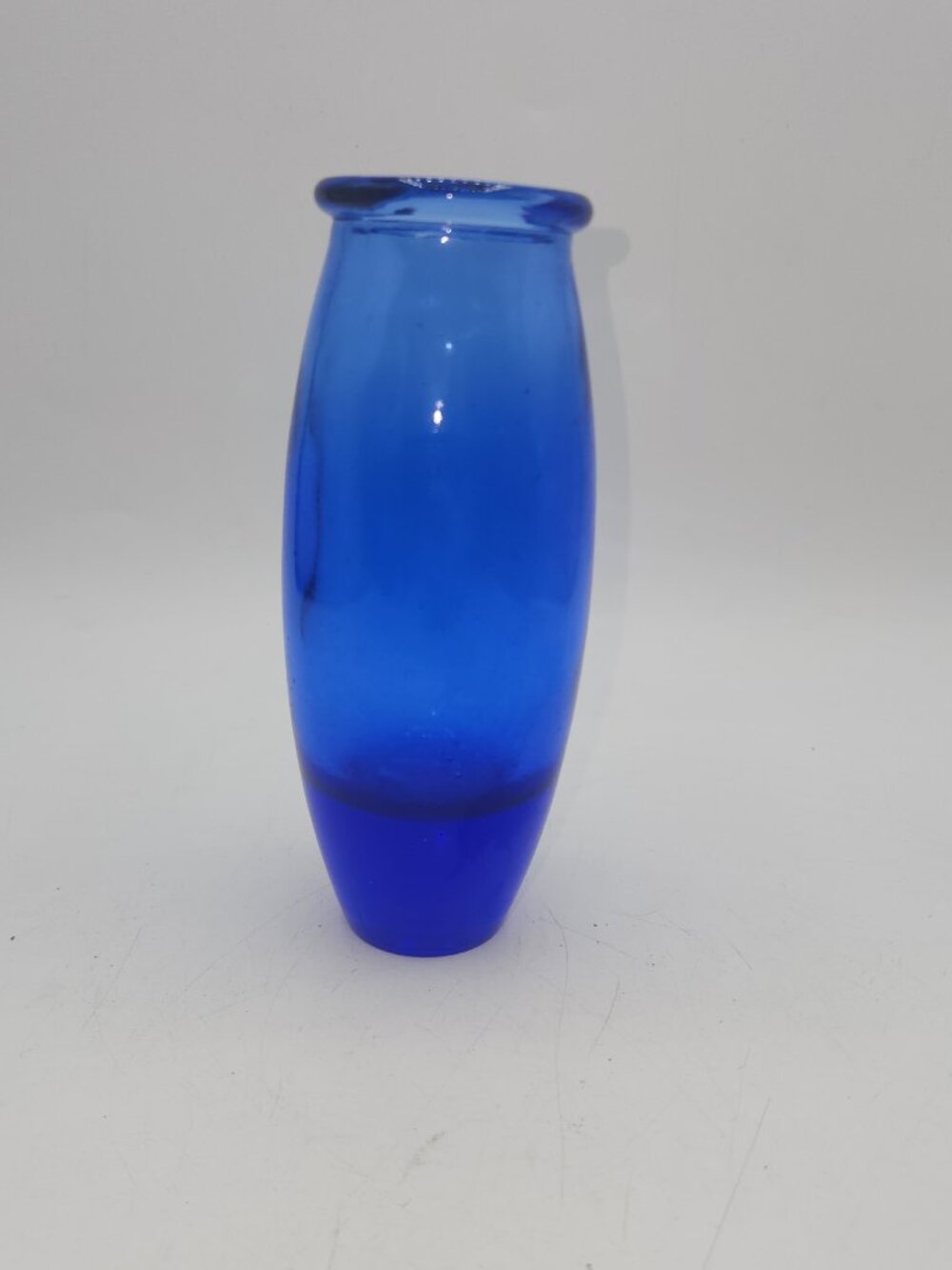 VintageCobalt Blue Hand Blown Glass Vase with lip 5.75" Tall